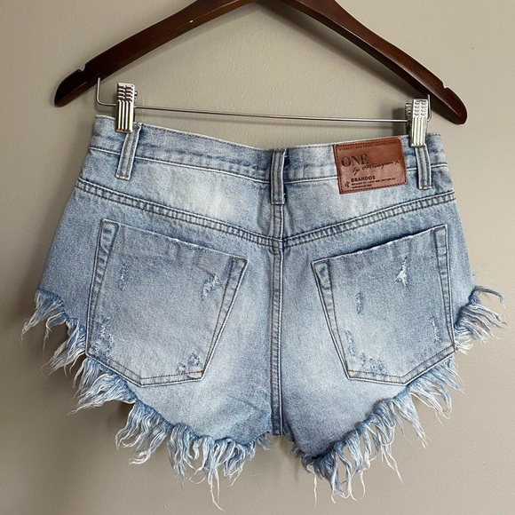 ONE Teaspoon “Brandos” Jean Shorts Relaxed Fit Long Rise Button Fly Size 24 - Picture 11 of 16
